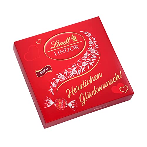 Lindt LINDOR Präsent Box, Emotionale Botschaften, feinste Vollmilch Schokolade mit unendlich zartschmelzender Füllung, 8er Pack (8 x 187 g) von Lindt