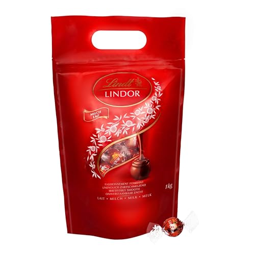 Lindt LINDOR Schokoladen Kugeln Vollmilch | ca. 80 Milch-Schokolade mit zartschmelzender Füllung | Großpackung, Pralinen-Geschenk, 1kg von Lindt