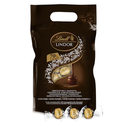 Lindt LINDOR Schokoladen Kugeln extra dunkel | ca. 80 Kugeln Edelbitterschokolade | Dunkle Schokolade mit 70% Kakao | Großpackung, Pralinen-Geschenk, 1kg (1er Pack) von Lindt