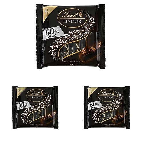 Lindt LINDOR Zartbitter-Schokoladen-Sticks | 4 x 25 g Schokoladenriegel | Mit zartschmelzender Schokoladenfüllung mit 60% Kakao | Pralinen-Geschenk | Geschenk (Packung mit 3) von Lindt