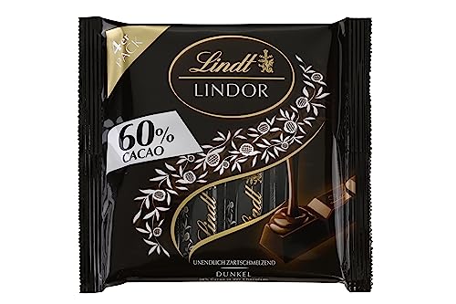 Lindt LINDOR Zartbitter-Schokoladen-Sticks | 4 x 25 g Schokoladenriegel | Mit zartschmelzender Schokoladenfüllung mit 60% Kakao | Pralinen-Geschenk | Geschenk von Lindt