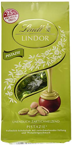 Lindt Lindor Beutel Pistazie, Promotion, Vollmilchschokolade mit zartschmelzender Füllung und Pistaziengeschmack, 6er Pack (6 x 137 g) von Lindt