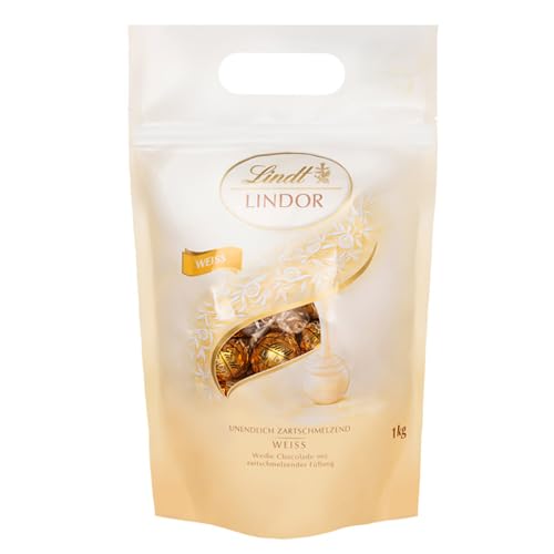 Lindt LINDOR Schokoladen Kugeln weiß | 1 kg Beutel, wiederverschließbar | ca. 80 Schokoladen Kugeln weiße Schokolade mit zartschmelzender Füllung | Großpackung, Pralinen-Geschenk (3 x 1 kg) Lindt LINDOR Schokoladen Kugeln weiß | 1 kg Beutel, wiederverschließbar | ca. 80 Schokoladen Kugeln weiße Schokolade mit zartschmelzender Füllung | Großpackung, Pralinen-Geschenk (3 x 1 kg) von Lindt
