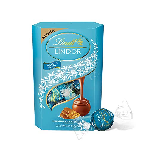 Lindt Lindor Caramello Salato Praline Pralinen mit Milchschokolade und Salzkristalle mit weicher gesalzener Karamell Füllung 200g von Lindt