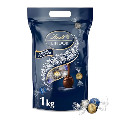 Lindt LINDOR Schokoladen Kugeln Dunkle Mischung | 1 kg Beutel, wiederverschliessbar | ca. 80 Kugeln dunkle Schokolade (50%, 60% & 70% Kakao) | Grosspackung | Pralinen Geschenk | Schokoladengeschenk von Lindt