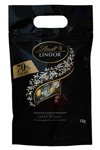 Lindt LINDOR Schokoladen Kugeln Extra Dunkel | ca. 80 Kugeln Edelbitterschokolade feinherb | dunkle Schokolade mit 70% Kakao | Großpackung, Pralinen-Geschenk | 1kg (1er Pack) von Lindt