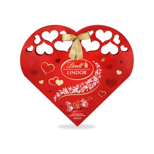 Lindt Lindor Herzpackung, unendlich zartschmelzende Lindor Kugeln Milch in einer hochwertigen Herzpackung, 4er Pack (4 x 112 g) von Lindt