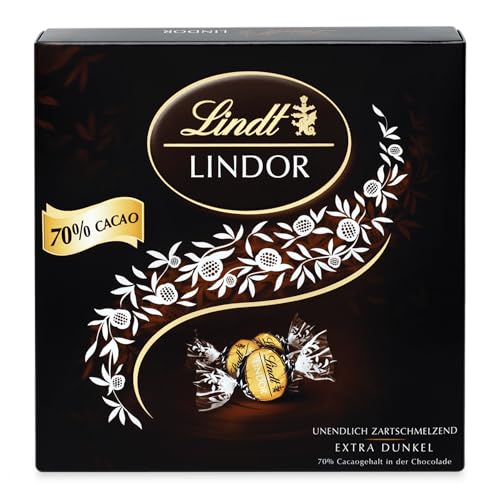 Lindt LINDOR Präsent Box Extra Dunkel 70% Kakao, Schokoladengeschenk, ca. 15 LINDOR Kugeln, 186 g von Lindt