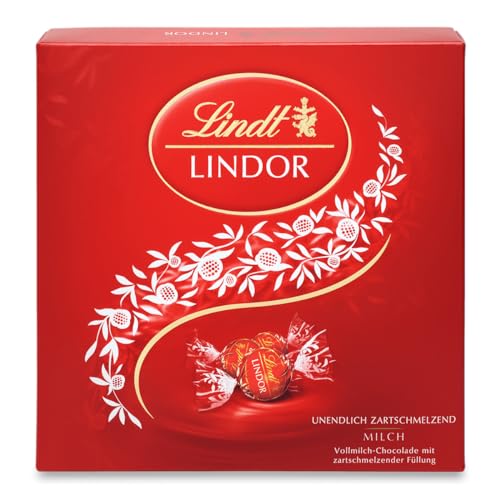 Lindt Schokolade LINDOR Präsent Box Milch | 187 g | Ca. 15 Kugeln Vollmilchschokolade mit zartschmelzender Füllung in Präsent Edition | Pralinengeschenk | Schokoladengeschenk von Lindt