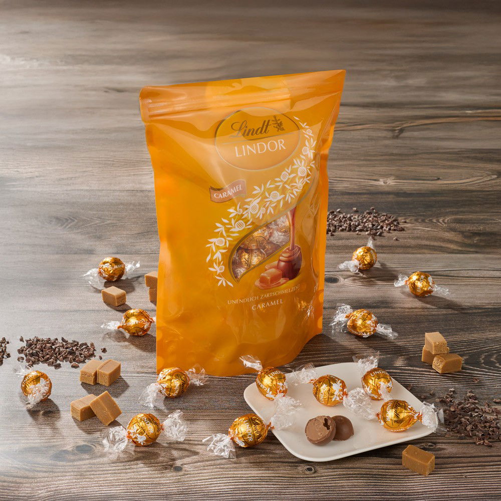 Lindt Lindor Schokoladen-Kugeln Caramel im Vorratsbeutel Lindt Lindor Schokoladen-Kugeln Caramel im Vorratsbeutel von Lindt