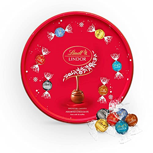Lindt Lindor Schokoladentrüffel Sortierte Dose - ca. 32 Knäuel, 400 g - perfekt zum Teilen - Schokoladenkugeln mit glatter Schmelzfüllung Lindt Lindor Schokoladentrüffel Sortierte Dose - ca. 32 Knäuel, 400 g - perfekt zum Teilen - Schokoladenkugeln mit glatter Schmelzfüllung von Lindt