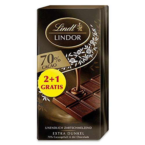 Lindt Lindor Tafel Extra Dunkel 70% - 175 Jahre Jubiläumsediton (2 + 1 gratis) von Lindt