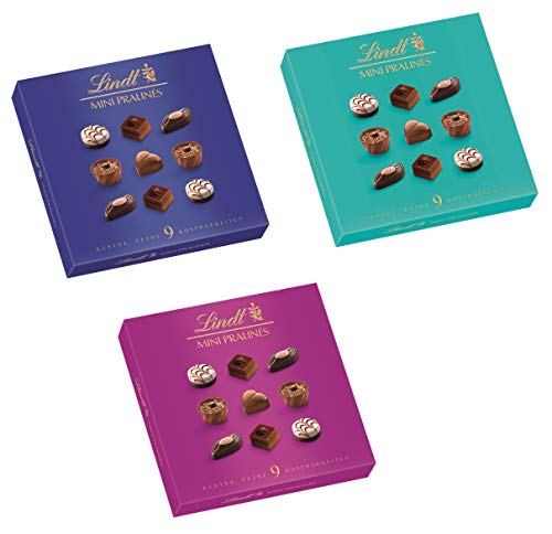 Lindt Schokolade - Mini Pralinés | 20 x 44 g | Pralinen-Schachteln in 3 Varianten (Blau, Türkis und Brombeer) mit 9 Pralinen in 5 köstlichen Sorten| Pralinengeschenk | Schokoladengeschenk von Lindt