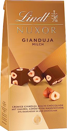 Lindt Schokolade NUXOR Milch | 103 g Beutel | Cremige Gianduja Milch-Schokolade mit ganzen, gerösteten Haselnüssen | Pralinen-Geschenk | Schokoladengeschenk von Lindt