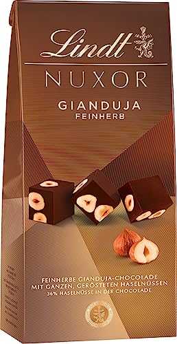 Lindt Schokolade NUXOR Feinherb | 103 g Beutel | Feinherbe Gianduja Schokolade mit ganzen, gerösteten Haselnüssen | Pralinen-Geschenk | Schokoladengeschenk von Lindt