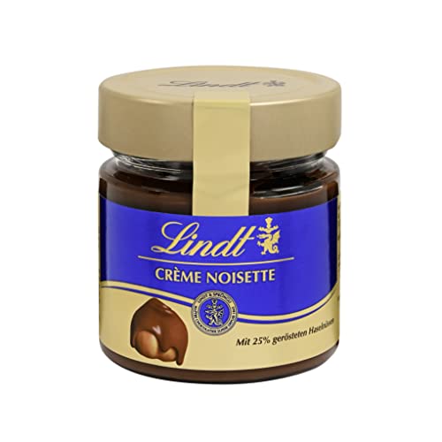 Lindt Schokolade - Brotaufstrich Crème Noisette | 220 g | Haselnusscrème Brotaufstrich im Glas mit aromatischem Kakao und 25% gerösteten Haselnüssen | Schokoladen-Brotaufstrich| Schokoladengeschenk von Lindt