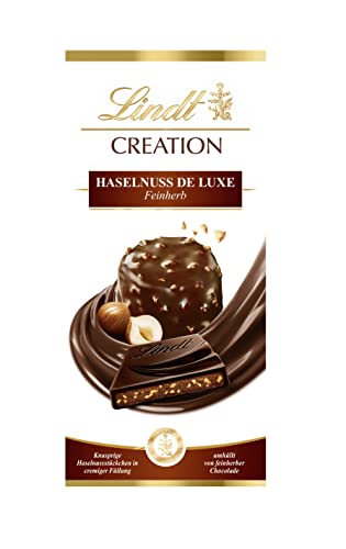 Lindt Schokolade Creation Haselnuss de Luxe feinherb | 150 g Tafel | Knusprige Haselnuss-Stückchen in cremiger Füllung umhüllt von feinherber Schokolade | Schokoladentafel | Schokoladengeschenk von Lindt