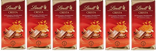 Lindt Schokolade Cresta | 6 x 100 g Tafel | Vollmilch-Schokolade mit knusprigem Mandelkrokant und Haselnuss-Crème | Schokoladentafel | Schokoladengeschenk von Lindt