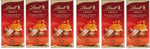 Lindt Schokolade Cresta | 6 x 100 g Tafel | Vollmilch-Schokolade mit knusprigem Mandelkrokant und Haselnuss-Crème | Schokoladentafel | Schokoladengeschenk von Lindt