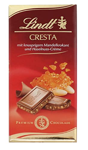 Lindt Schokolade Cresta Tafel | Vollmilch-Schokolade mit knusprigem Mandelkrokant und Haselnuss-Crème | Schokoladentafel | Schokoladengeschenk, 100g von Lindt