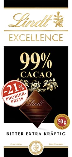 Lindt Schokolade EXCELLENCE 99 % Kakao, Promotion | 50 g Tafel | Extra kräftige Bitter-Schokolade | Schokoladentafel | Schokoladengeschenk von Lindt