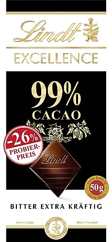 Lindt Schokolade EXCELLENCE 99 % Kakao, Promotion | 50 g Tafel | Extra kräftige Bitter-Schokolade | vegane Schokolade | Schokoladentafel | Schokoladengeschenk von Lindt