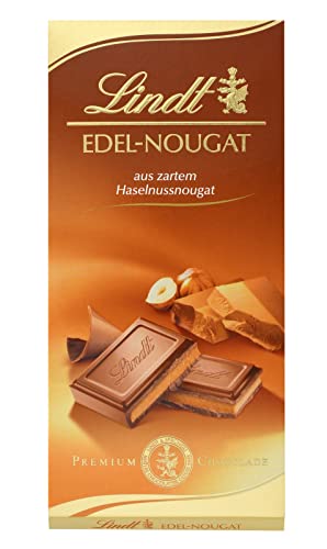 Lindt Schokolade Edel-Nougat | 5 x 100 g Tafel | Vollmilch-Schokolade mit zartem Haselnussnougat | Schokoladentafel | Schokoladengeschenk von Lindt
