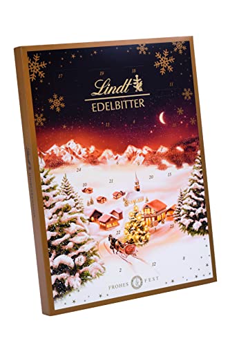 Lindt Schokolade Edelbitter Adventskalender 2023 | 250 g | Adeventskalender mit 24 süßen Überraschungen aus Edelbitterschokolade | Schokolade für die Weihnachtszeit | Schokoladen-Geschenk von Lindt
