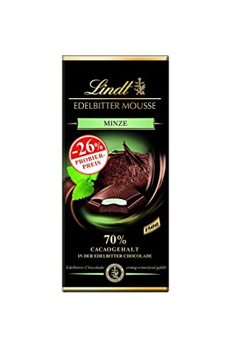 Lindt Schokolade Edelbitter Mousse Minze, Promotion | 13 x 150 g Tafel | Mit 70 % Kakaogehalt und dunkler Mousse au Chocolat und Minze Füllung | Schokoladentafel | Schokoladengeschenk von Lindt