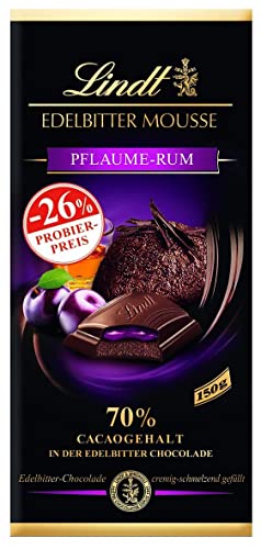 Lindt Schokolade Edelbitter Mousse Pflaume-Rum, Promotion | 13 x 150 g Tafel | Mit 70 % Kakaogehalt und dunkler Mousse au Chocolat und und Pflaume-Rum Füllung | Schokoladentafel |Schokoladengeschenk von Lindt