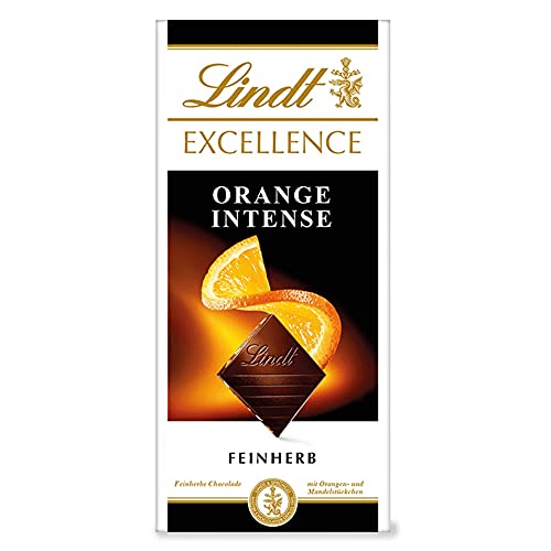 Lindt Schokolade Excellence Orange | feinherbe Schokolade mit Orange und Mandelstückchen | Tafel mit mindestens 48% Kakao | glutenfrei | laktosefrei | 100g von Lindt