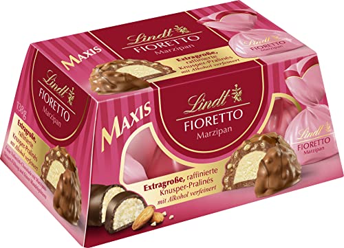 Lindt Schokolade - FIORETTO Maxi Marzipan | 138g Geschenkbox | Ca. 6 Pralinen mit Marzipan-Dessert-Füllung + Mandelsplittern umhüllt von Crisp, alkoholhaltig | Pralinengeschenk | Schokoladengeschenk von Lindt