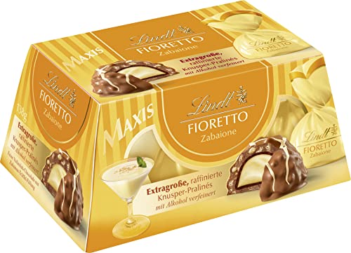 Lindt Schokolade - FIORETTO Maxi Zabaione | 138 g Geschenkbox | Ca. 6 Vollmilch Pralinen, Zabione-Trüffel-Füllung umhüllt von knusprigem Crisp, alkoholhaltig | Schokoladengeschenk, 4er Pack von Lindt
