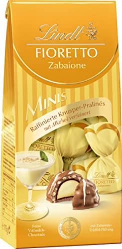 Lindt Schokolade - FIORETTO Minis Zabaione | 115 g | Ca. 10 Vollmilch Pralinen mit Zabione-Trüffel-Füllung umhüllt von knusprigem Crisp, alkoholhaltig | Pralinengeschenk | Schokoladengeschenk von Lindt