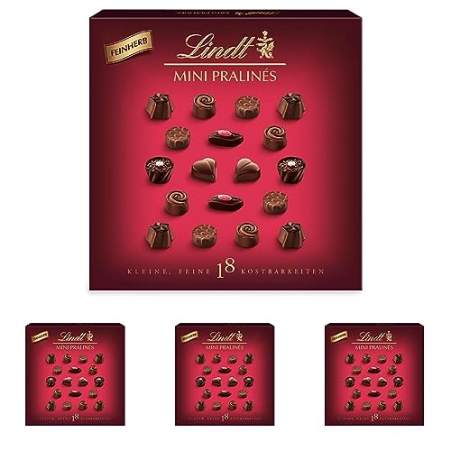 Lindt Schokolade - Feinherbe Mini Pralinés | 90 g | Pralinen-Schachtel mit je 18 Pralinen in 6 köstlichen Sorten | Pralinengeschenk | Schokoladengeschenk (Packung mit 4) von Lindt