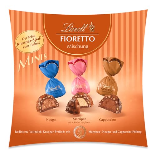 Lindt Schokolade - FIORETTO Minis Sharing Box | 230 g | Ca. 20 Vollmilch Pralinen in den Sorten Marzipan, Cappuccino und Nougat, alkoholhaltig | Pralinengeschenk | Schokoladengeschenk von Lindt