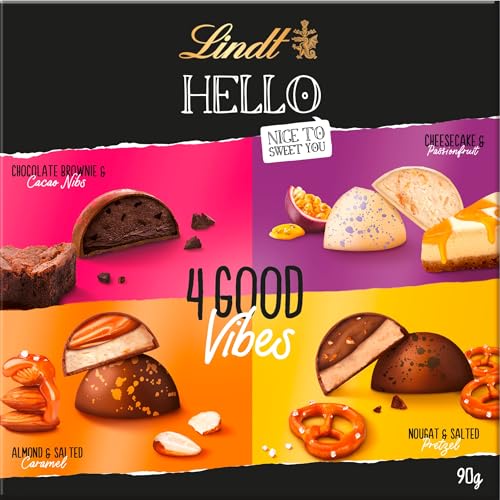 Lindt Schokolade HELLO 4 Good Vibes | 90g | 4 verschiedene HELLO Pralinen zum Teilen oder selber genießen | Schokoladengeschenk Lindt Schokolade HELLO 4 Good Vibes | 90g | 4 verschiedene HELLO Pralinen zum Teilen oder selber genießen | Schokoladengeschenk von Lindt