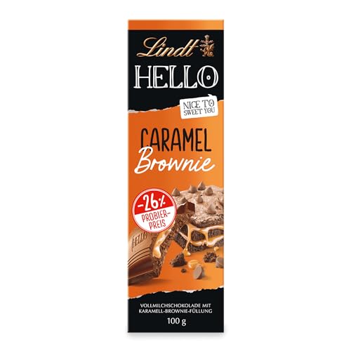 Lindt Schokolade HELLO Caramel Brownie, Promotion | 6 x 100 g Tafel | Vollmilch-Schokolade mit Karamell-Brownie-Füllung | Schokoladentafel | Schokoladengeschenk von Lindt