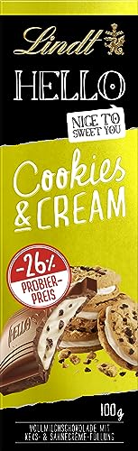 Lindt Schokolade HELLO Cookies & Cream, Promotion | 6 x 100 g Tafel | Vollmilch-Schokolade mit Keks- & Sahnecrème-Füllung | Schokoladentafel | Schokoladengeschenk von Lindt