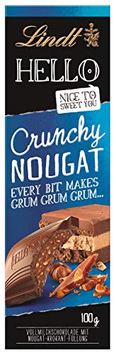 Lindt Schokolade HELLO Crunchy Nougat | 100 g Tafel | Vollmilch-Schokolade mit Nougat-Krokant-Füllung | Schokoladentafel | Schokoladengeschenk von Lindt