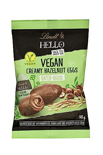 Lindt Schokolade HELLO Eggs Vegan| 90 g | Vegane Schokoladeneier auf Hafer-Drink-Basis mit Haselnuss-Crème Füllung | Osterschokolade | Schokoladengeschenk von Lindt