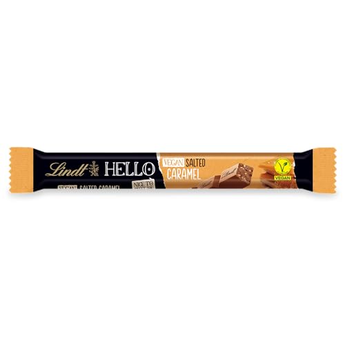 Lindt Schokolade HELLO Vegan Sticks Salted Caramel | 39 g Riegel | Vegane-Schokoladen Sticks mit Kakao, mildem Mandelmark und gesalzenen Karamellstückchen | Schokoladengeschenk | Schokoriegel von Lindt