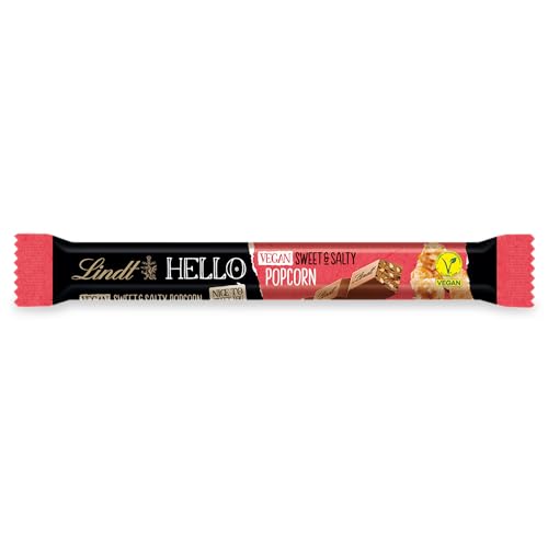 Lindt Schokolade HELLO Vegan Sticks Sweet & Salty Popcorn | 35 g Riegel | Vegane-Schokoladen Sticks mit mit Kakao, mildem Mandelmark und Mais-Popcorn-Stückchen | Schokoladengeschenk | Schokoriegel von Lindt