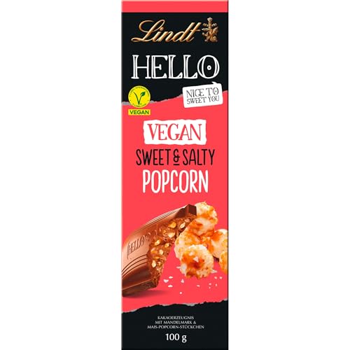 Lindt Schokolade HELLO Vegan Sweet´n Salty Popcorn | 100 g Tafel | Vegan mit Kakao, mildem Mandelmark und gesalzenen und süßen Mais- und Popcorn-Stückchen | Schokoladengeschenk Lindt Schokolade HELLO Vegan Sweet´n Salty Popcorn | 100 g Tafel | Vegan mit Kakao, mildem Mandelmark und gesalzenen und süßen Mais- und Popcorn-Stückchen | Schokoladengeschenk von Lindt
