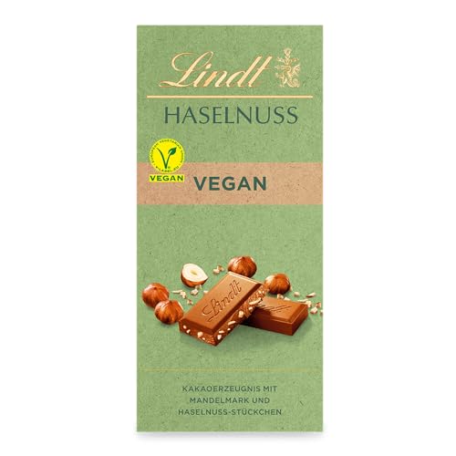 Lindt Schokolade Haselnuss Vegan | 100 g Tafel | Vegane Schokolade mit Kakao, mildem Mandelmark und Haselnuss-Stückchen | Vegan | Schokoladentafel | Schokoladengeschenk von Lindt