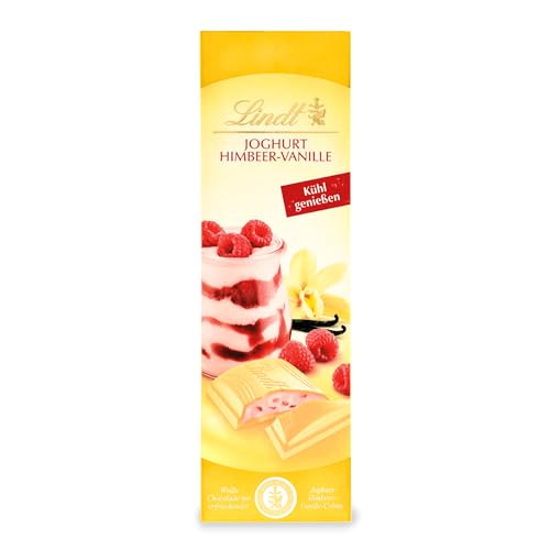 Lindt Schokolade Joghurt Himbeer-Vanille | 100 g Tafel | Weiße Schokolade mit erfrischender Joghurt-Himbeer-Vanille-Crème | Kühl genießen | Schokoladentafel | Schokoladengeschenk von Lindt
