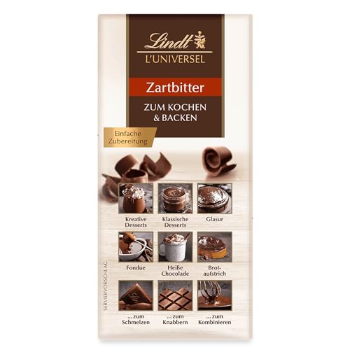 Lindt Schokolade - L´Universel | 200 g | L‘Universel, vielseitige Koch- und Backschokolade für Desserts, als Glasur, Fondue, Brotaufstrich oder zum Knabbern | Kochen und Backen | dunkle Schokolade Lindt Schokolade - L´Universel | 200 g | L‘Universel, vielseitige Koch- und Backschokolade für Desserts, als Glasur, Fondue, Brotaufstrich oder zum Knabbern | Kochen und Backen | dunkle Schokolade von Lindt