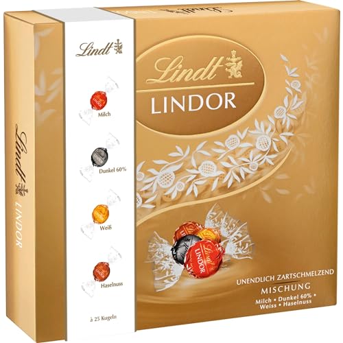 Lindt Schokolade LINDOR | 1245 g | Ca. 100 Kugeln: Milch, 60%, Weiß & Haselnuss | Schokoladengeschenk | Pralinen | Großpackung von Lindt