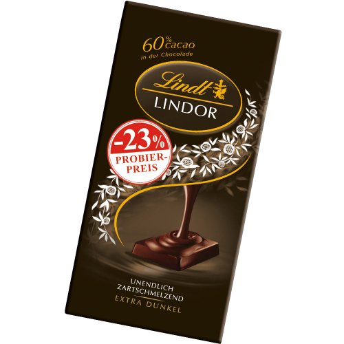 Lindt Schokolade LINDOR 60 % Kakao, Promotion | 100 g Tafel | Edelbitter-Schokolade mit einer unendlich zartschmelzenden Füllung | Schokoladentafel | Schokoladengeschenk von Lindt