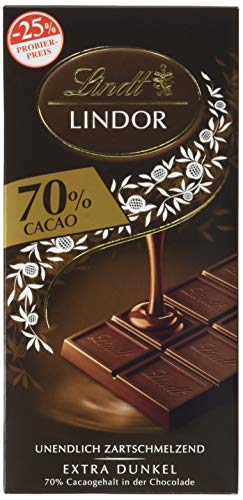 Lindt Schokolade LINDOR 70 % Kakao, Promotion | 10 x 100 g Tafel | Edelbitter-Schokolade mit einer unendlich zartschmelzenden Füllung | Schokoladentafel | Schokoladengeschenk von Lindt